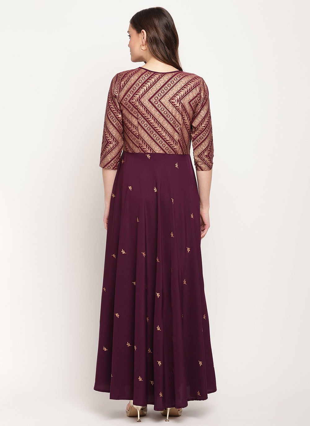Designer Kurti Crepe Silk Burgundy Print Kurtis
