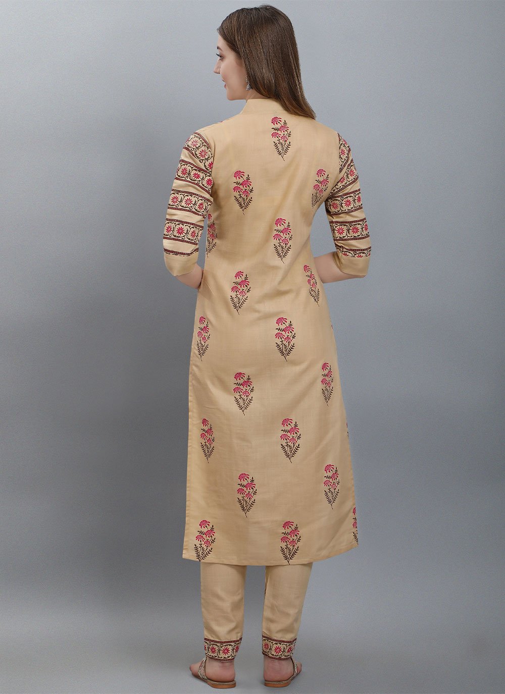 Casual Kurti Cotton Beige Booti Kurtis