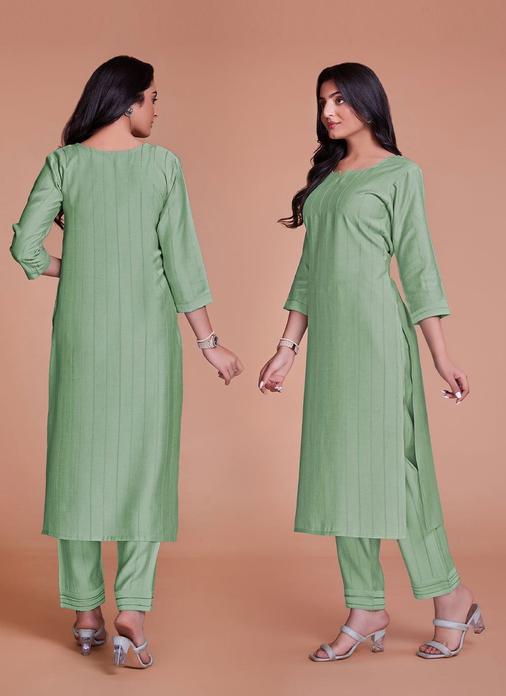 Casual Kurti Viscose Green Plain Kurtis
