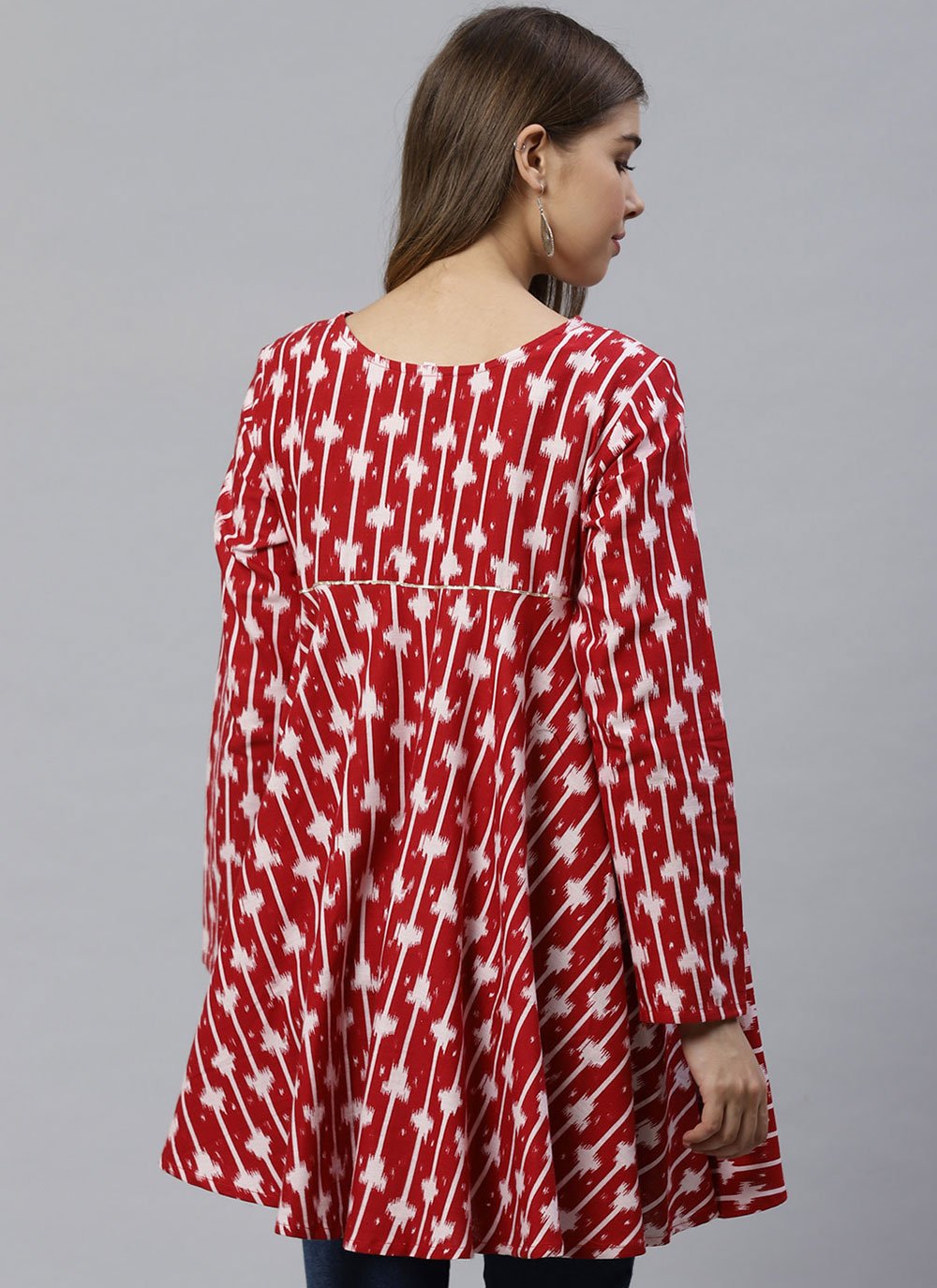 Casual Kurti Cotton Red Print Kurtis