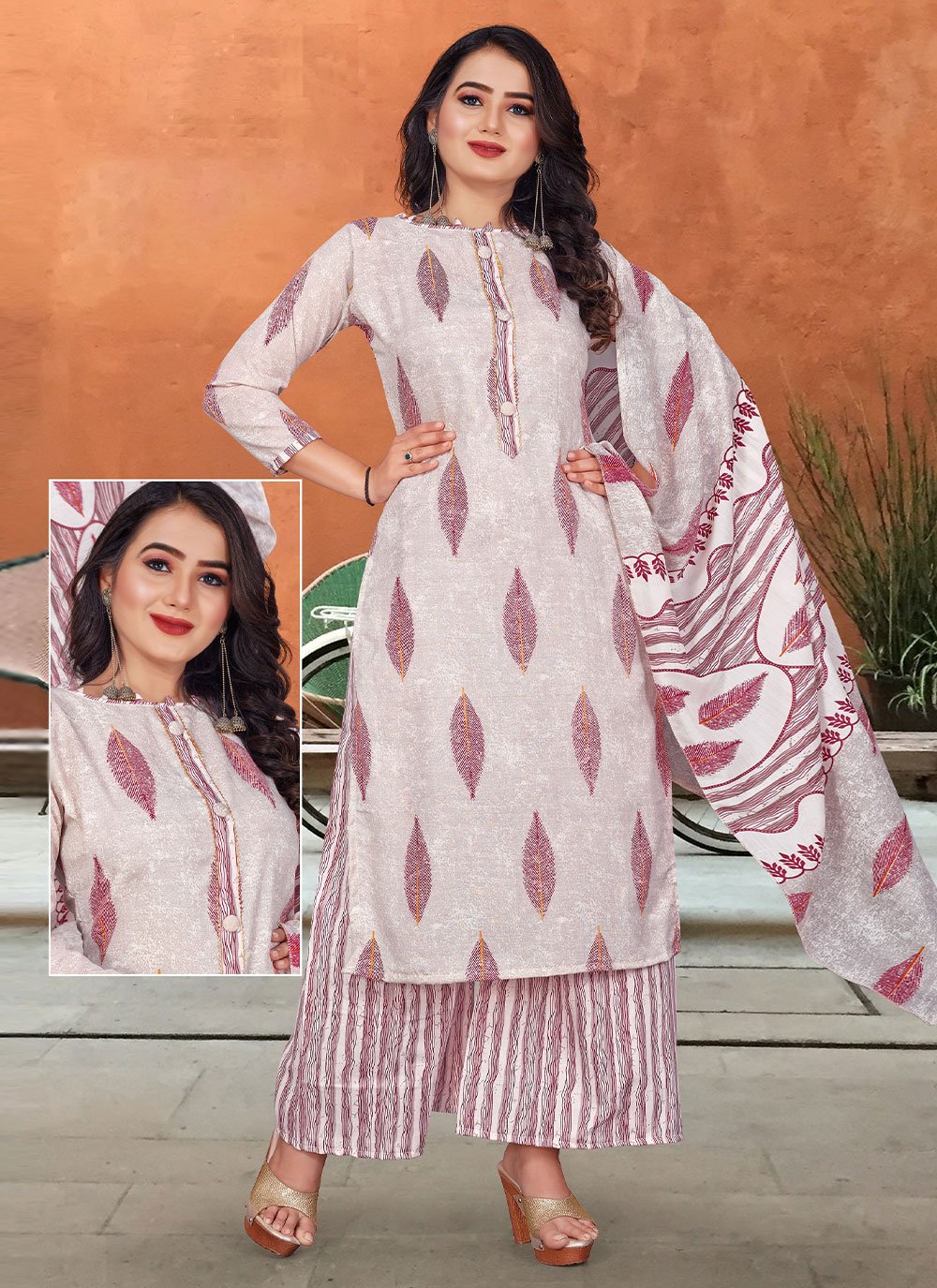 Salwar Suit Chiffon Grey Print Salwar Kameez