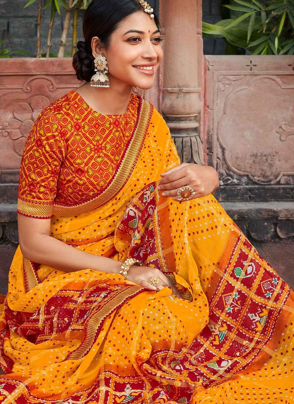 Trendy Saree Chiffon Mustard Fancy Work Saree