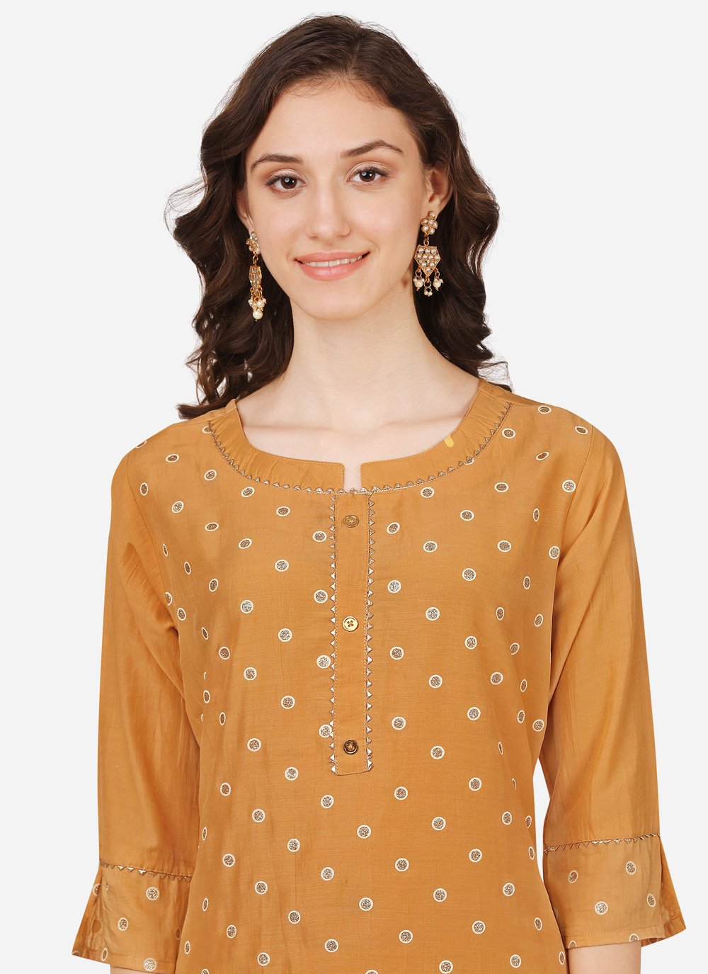 Pant Style Suit Chinon Silk Mustard Embroidered Salwar Kameez