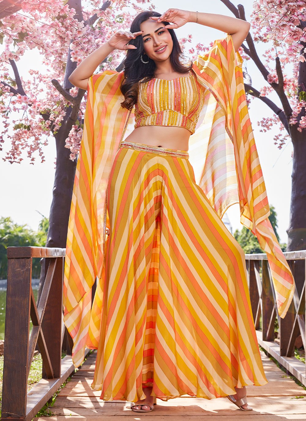 Palazzo Salwar Suit Chinon Multi Colour Print Salwar Kameez