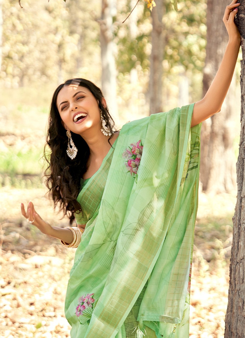 Classic Cotton Jacquard Sea Green Patch Border Saree