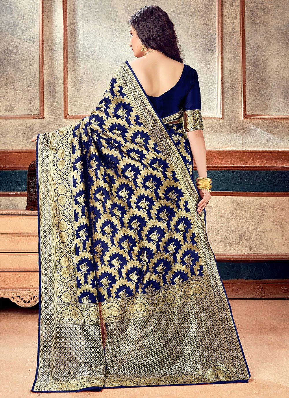 Classic Silk Blue Weaving Saree