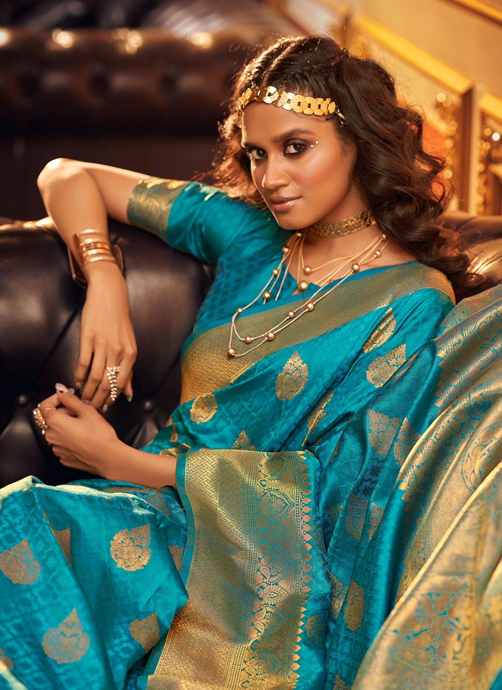 Contemporary Handloom Silk Aqua Blue Weaving Saree