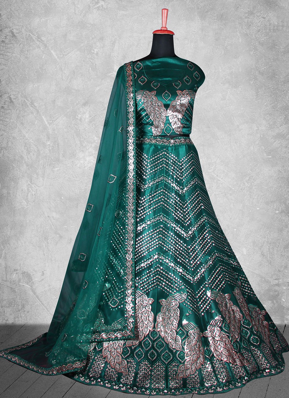 Lehenga Choli Satin Silk Rama Cord Work Lehenga Choli