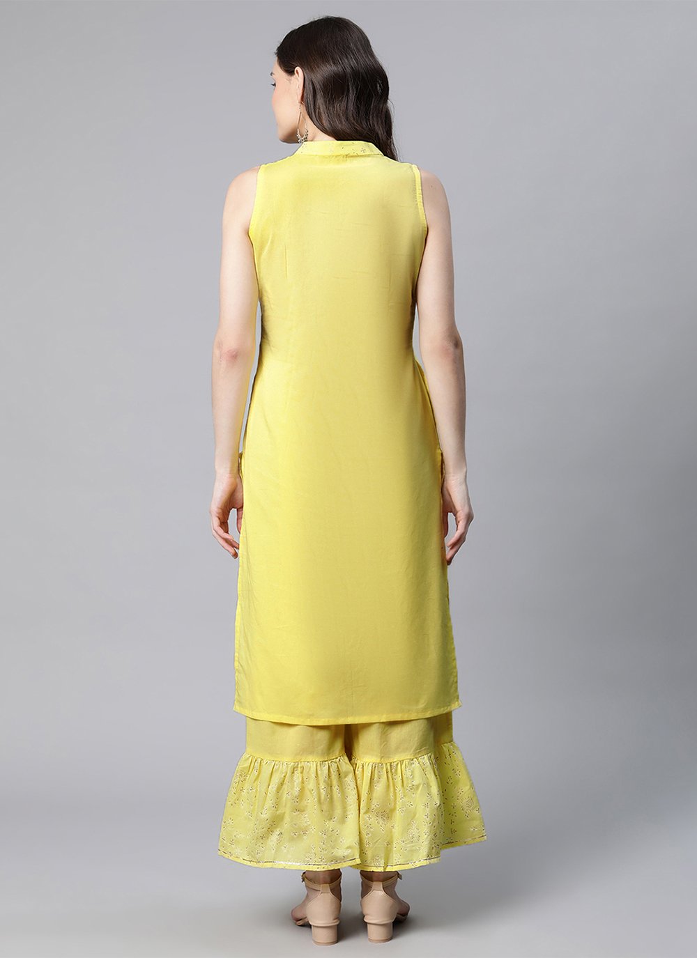 Casual Kurti Cotton Yellow Print Kurtis