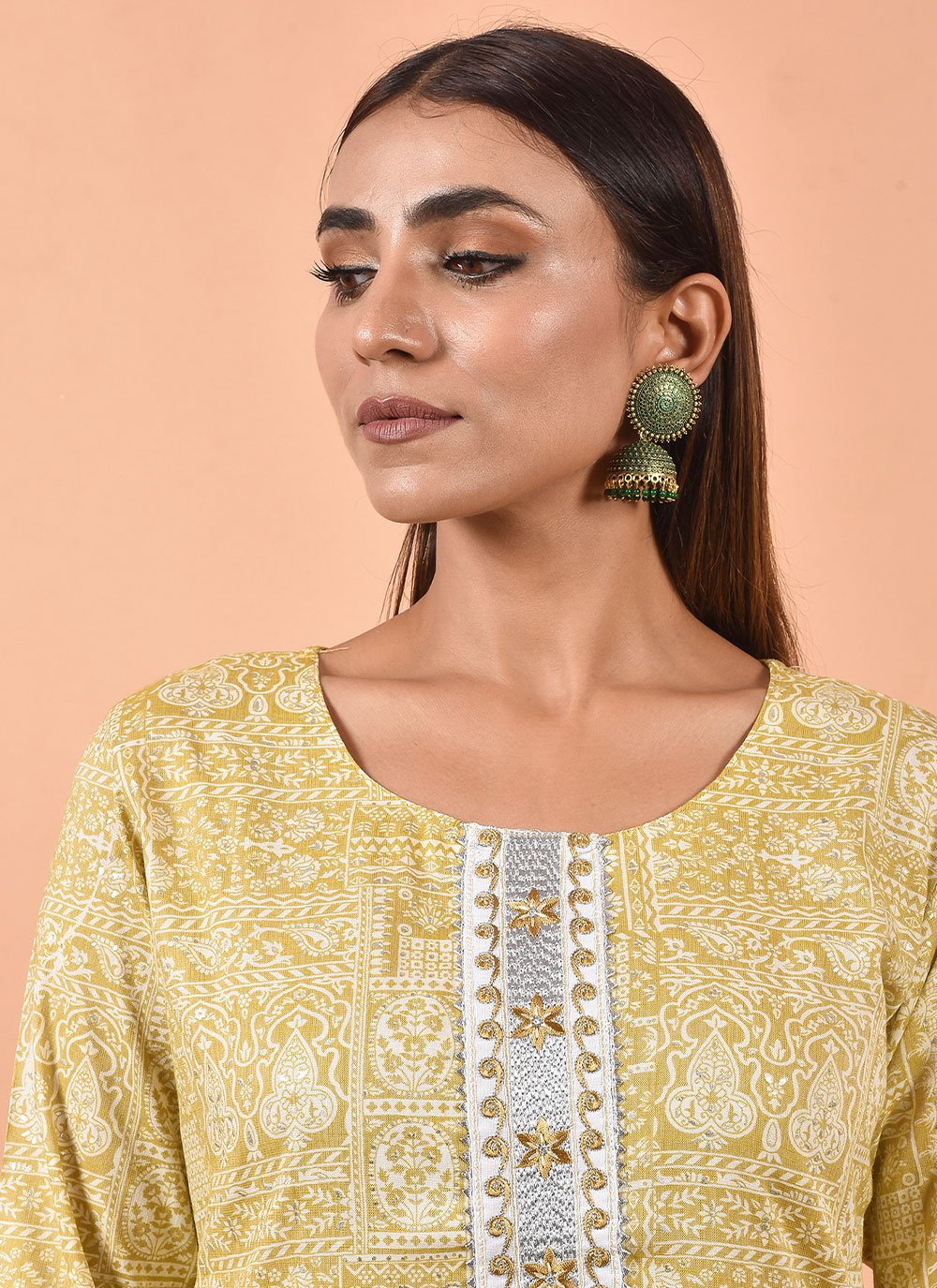 Party Wear Kurti Cotton Cream Print Kurtis