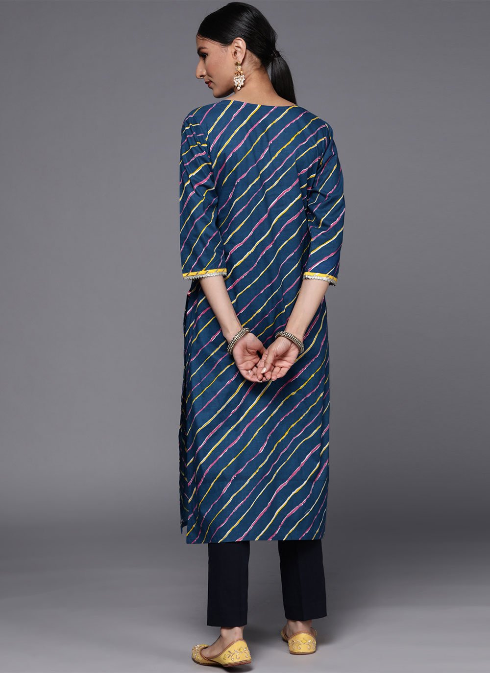 Designer Kurti Cotton Blue Print Kurtis