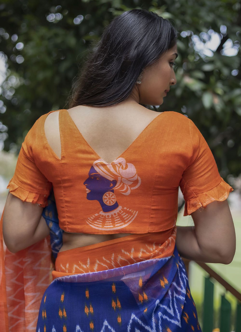 Classic Cotton Blue Digital Print Saree