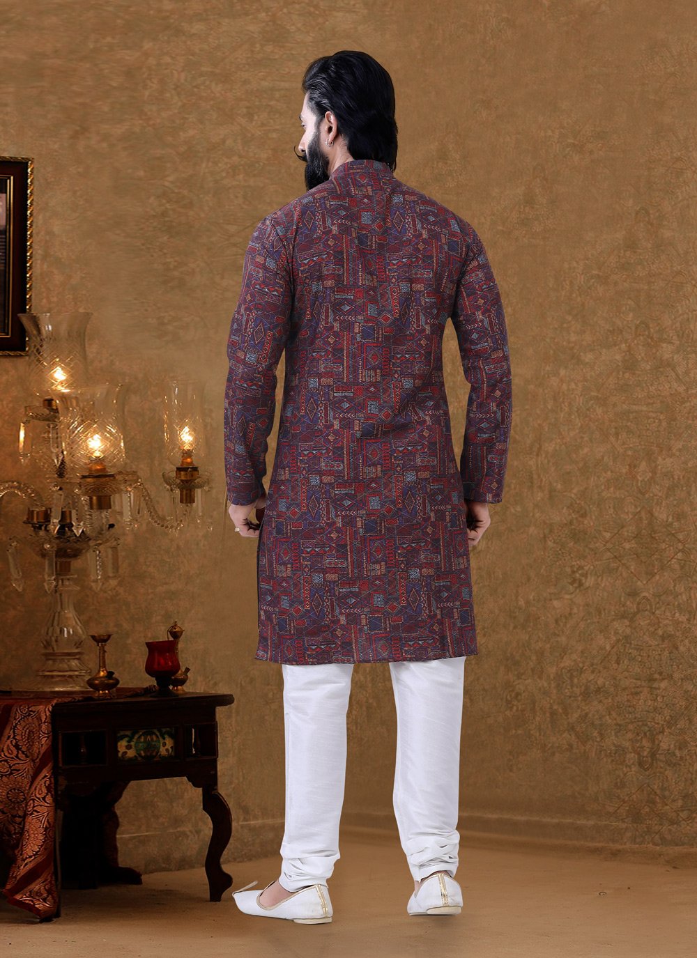 Kurta Pyjama Cotton Multi Colour Digital Print Mens