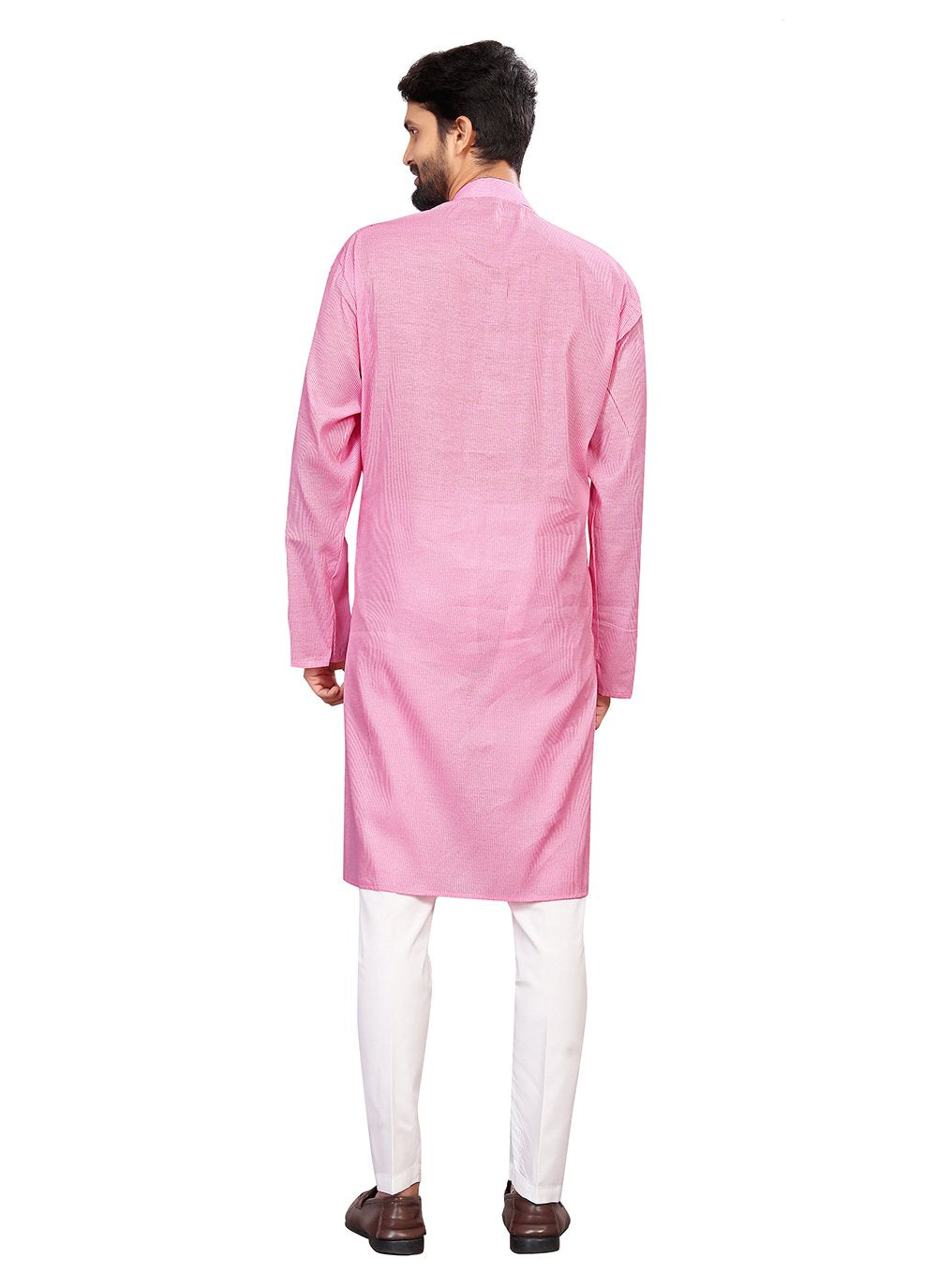 Kurta Pyjama Cotton Pink Fancy Work Mens