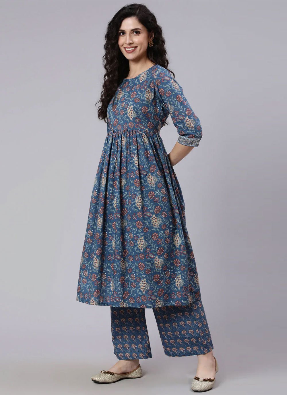 Salwar Suit Cotton Blue Print Salwar Kameez