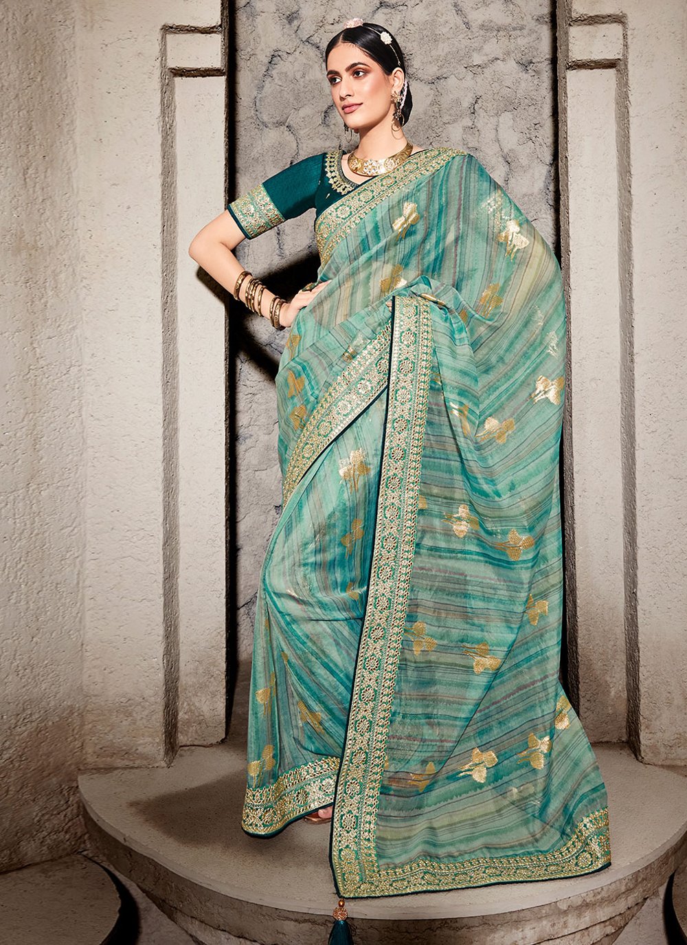 Designer lace saree best sale