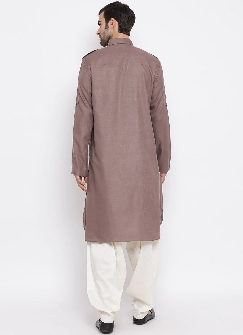 Kurta Pyjama Cotton Mauve Plain Mens