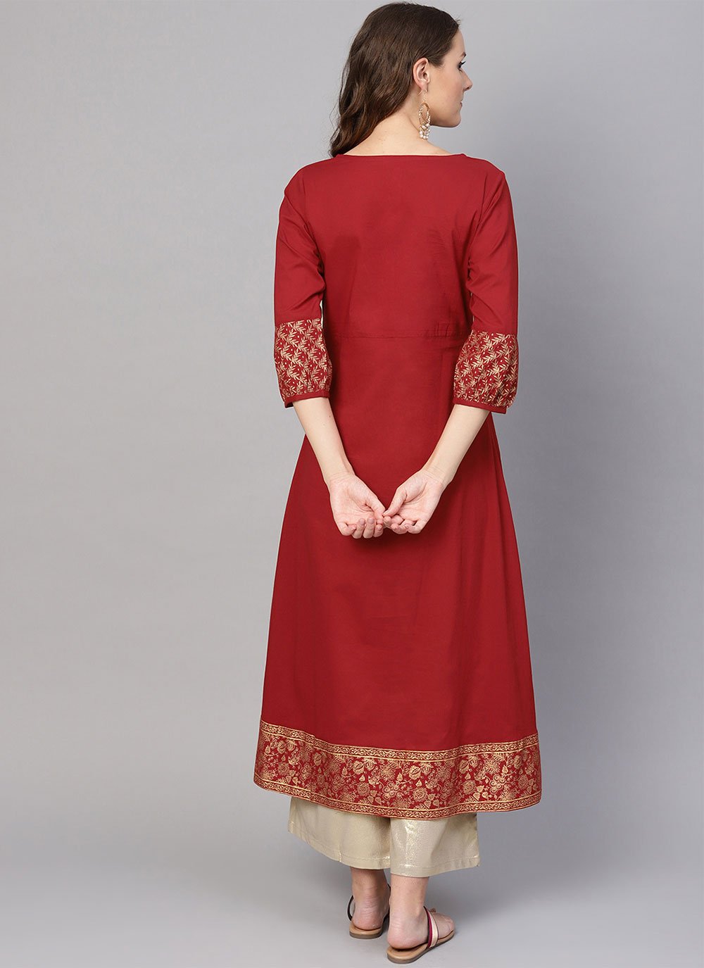 Casual Kurti Cotton Maroon Print Kurtis