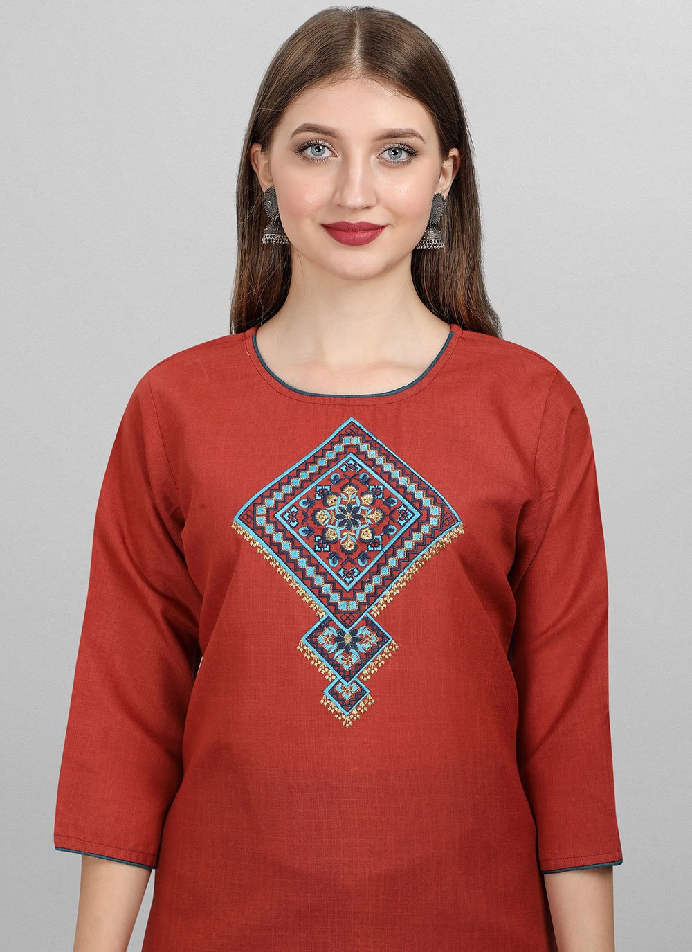 Pant Style Suit Cotton Maroon Embroidered Salwar Kameez