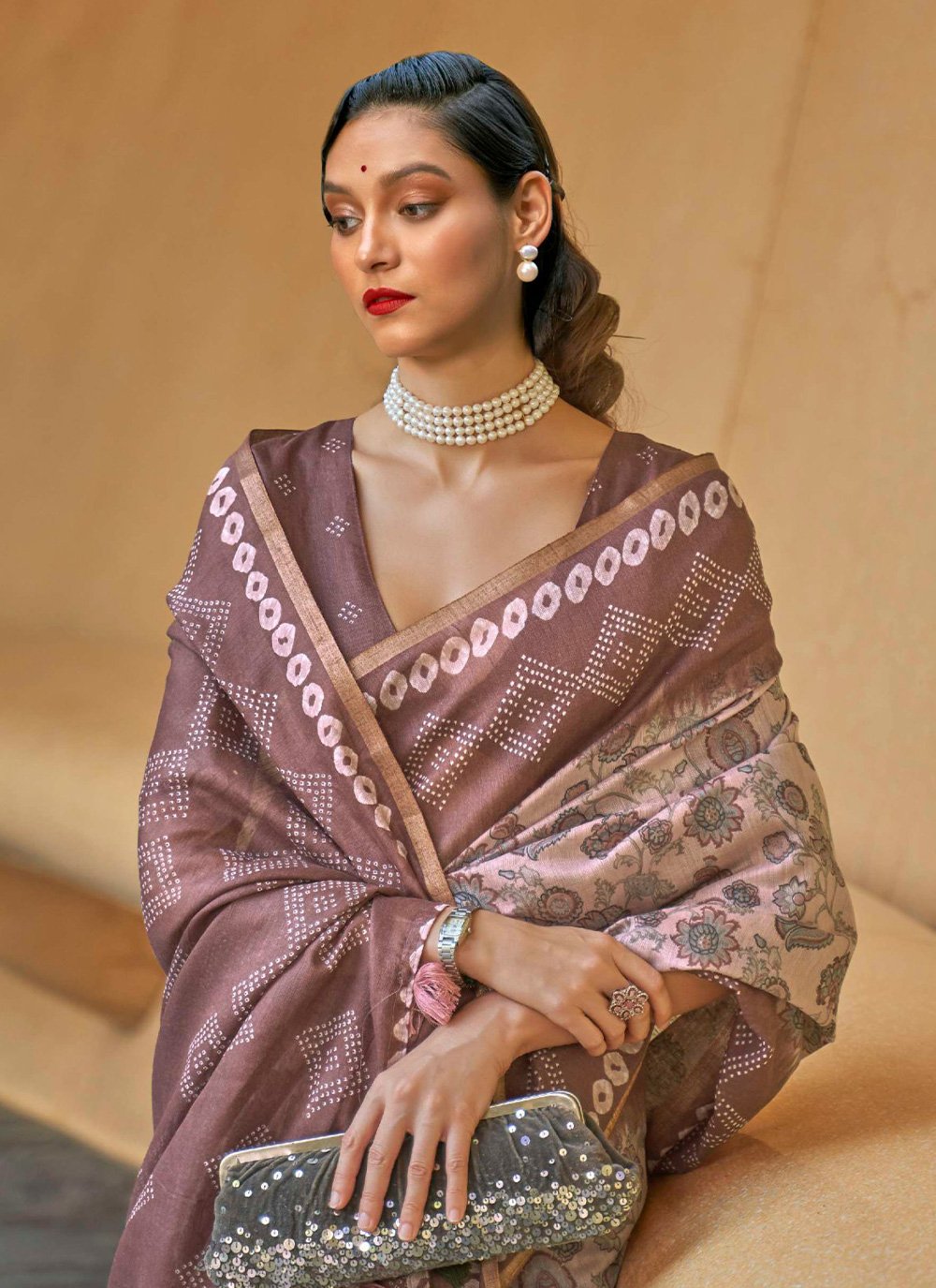 Classic Cotton Mauve Print Saree