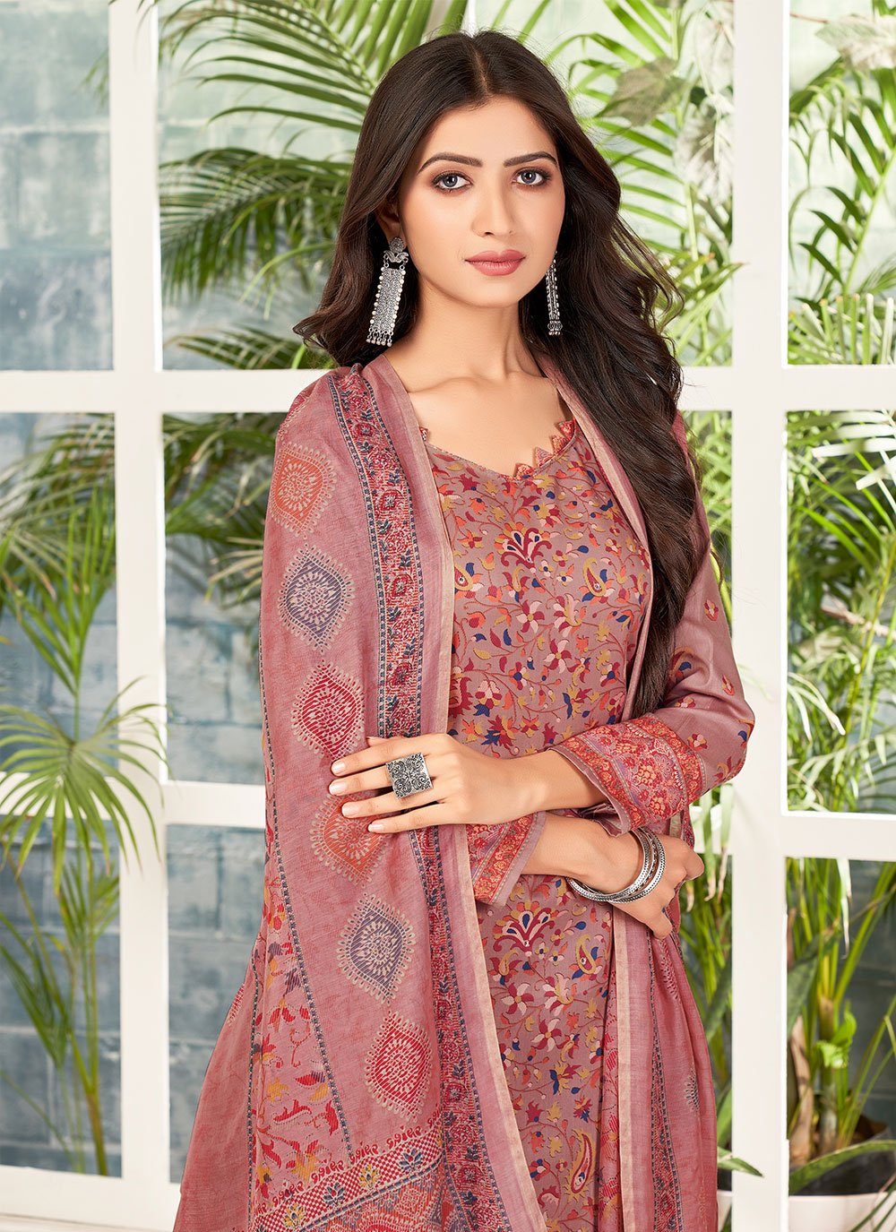 Salwar Suit Cotton Mauve Mirror Salwar Kameez