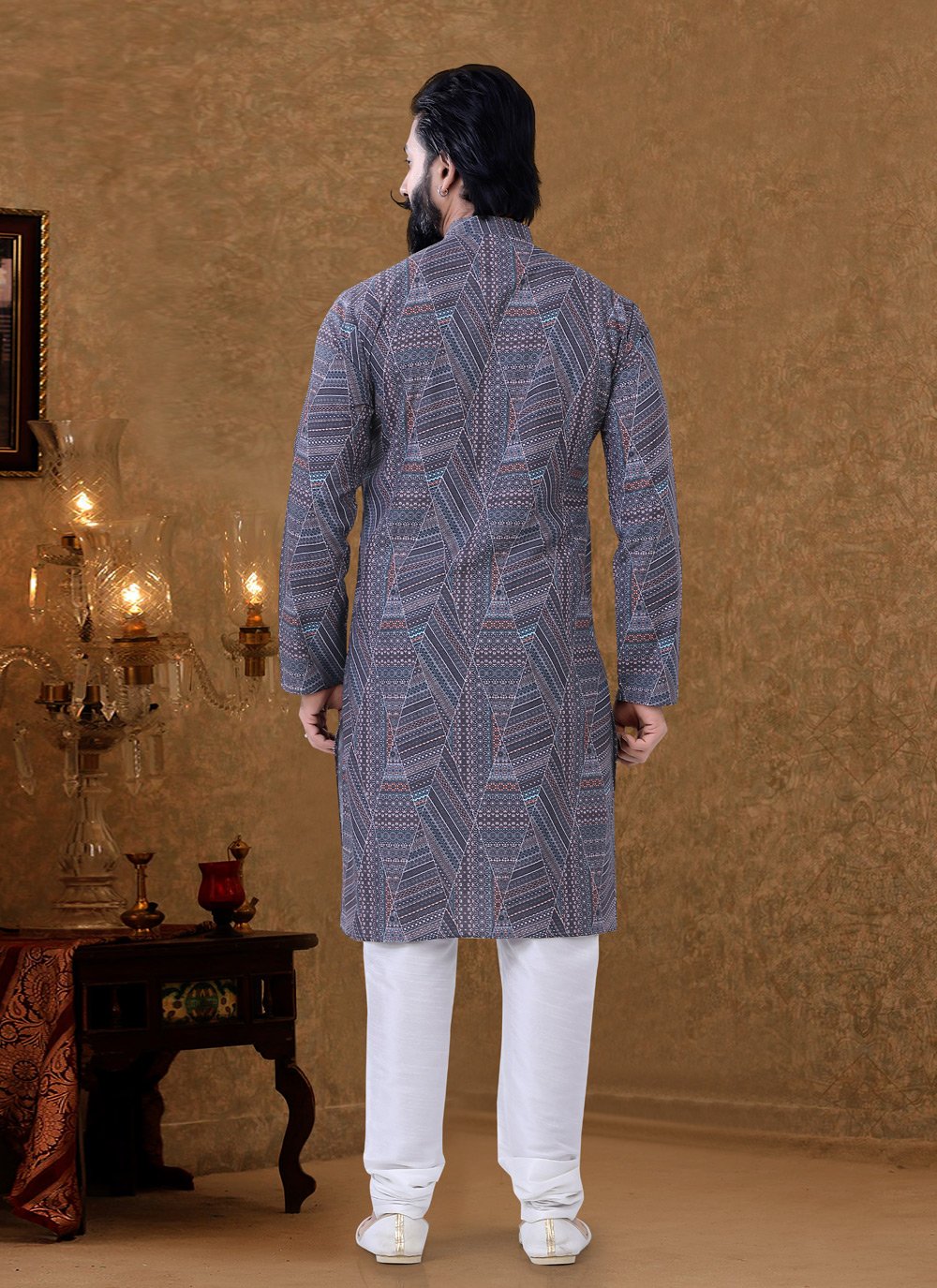 Kurta Pyjama Cotton Multi Colour Digital Print Mens