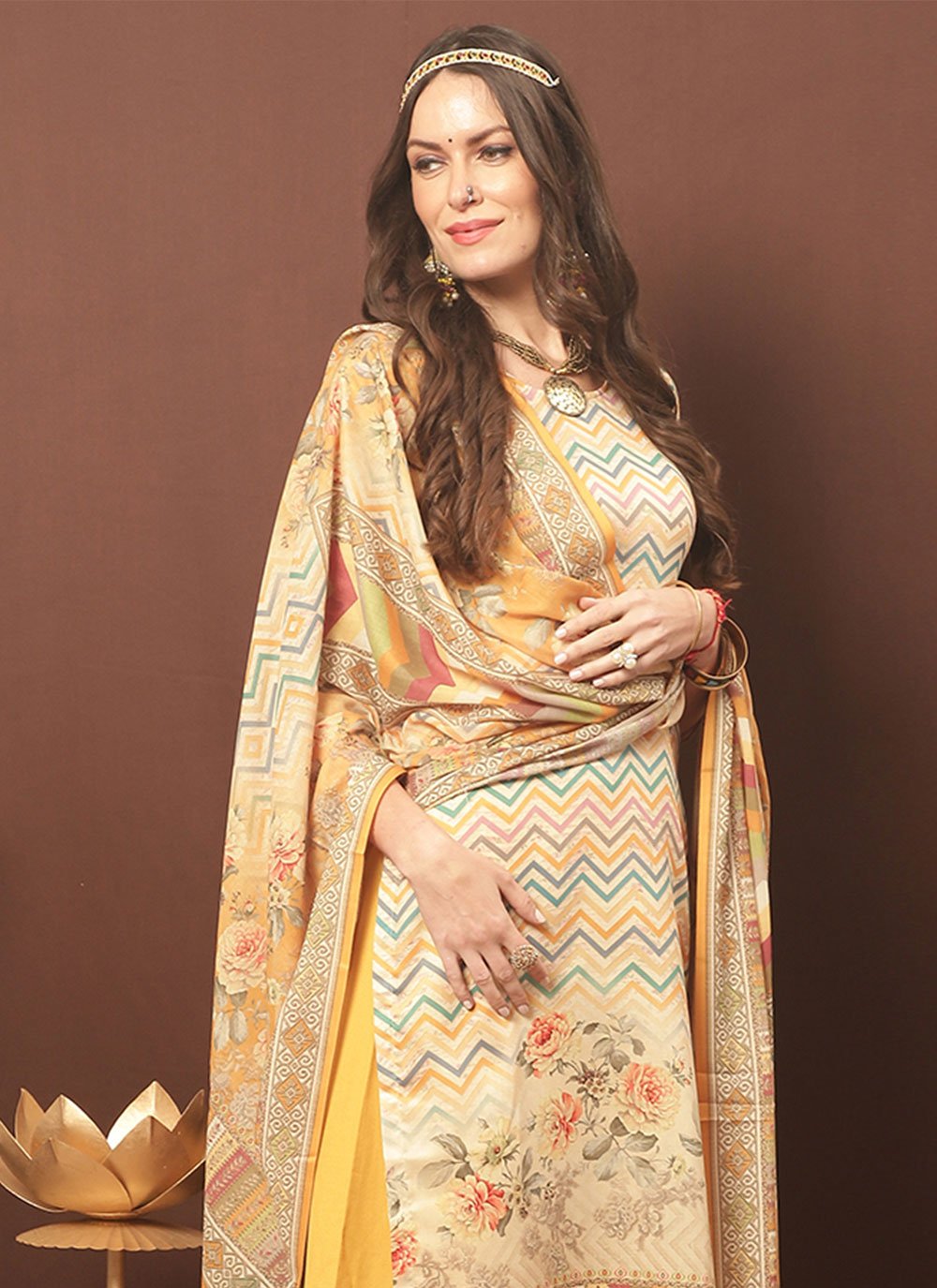 Palazzo Salwar Suit Cotton Multi Colour Digital Print Salwar Kameez