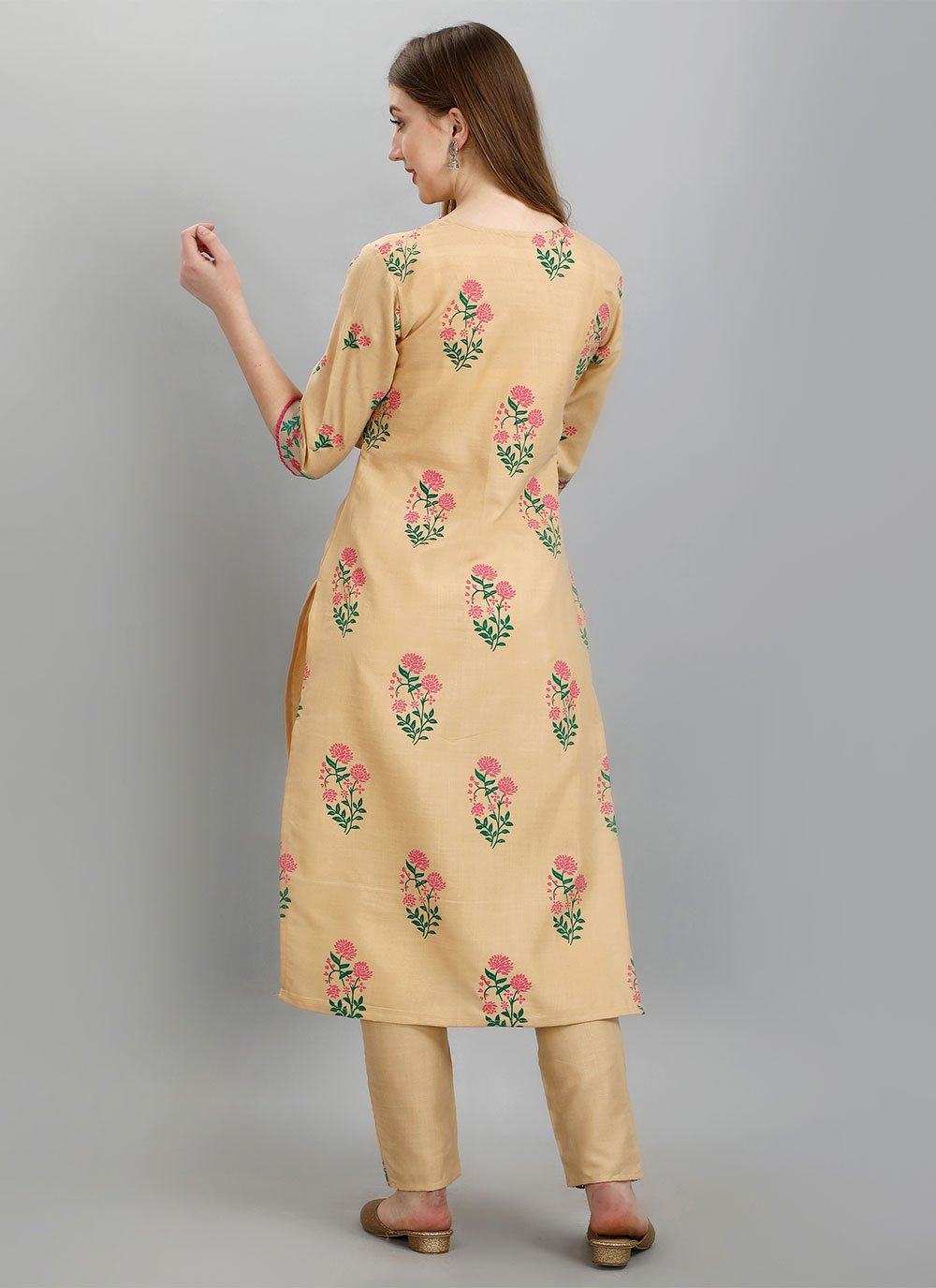 Casual Kurti Cotton Mustard Booti Kurtis
