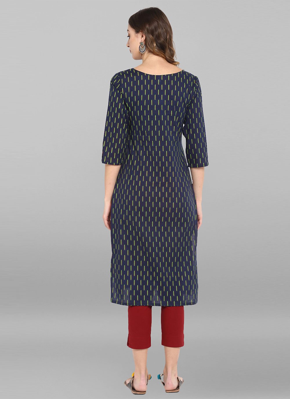 Party Wear Kurti Cotton Blue Print Kurtis