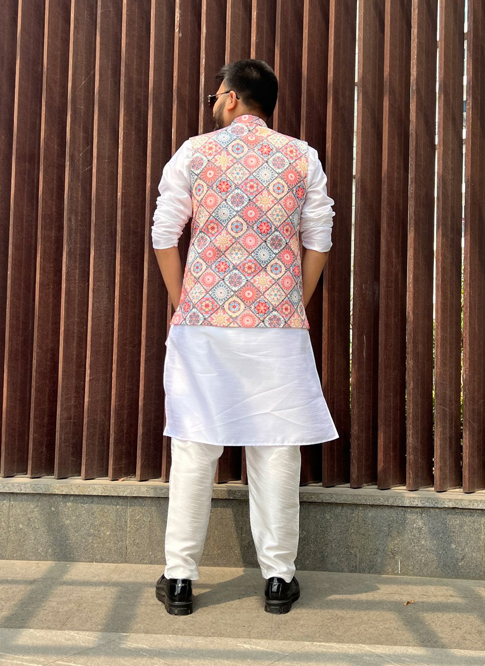 Nehru Jackets Cotton Multi Colour Print Mens