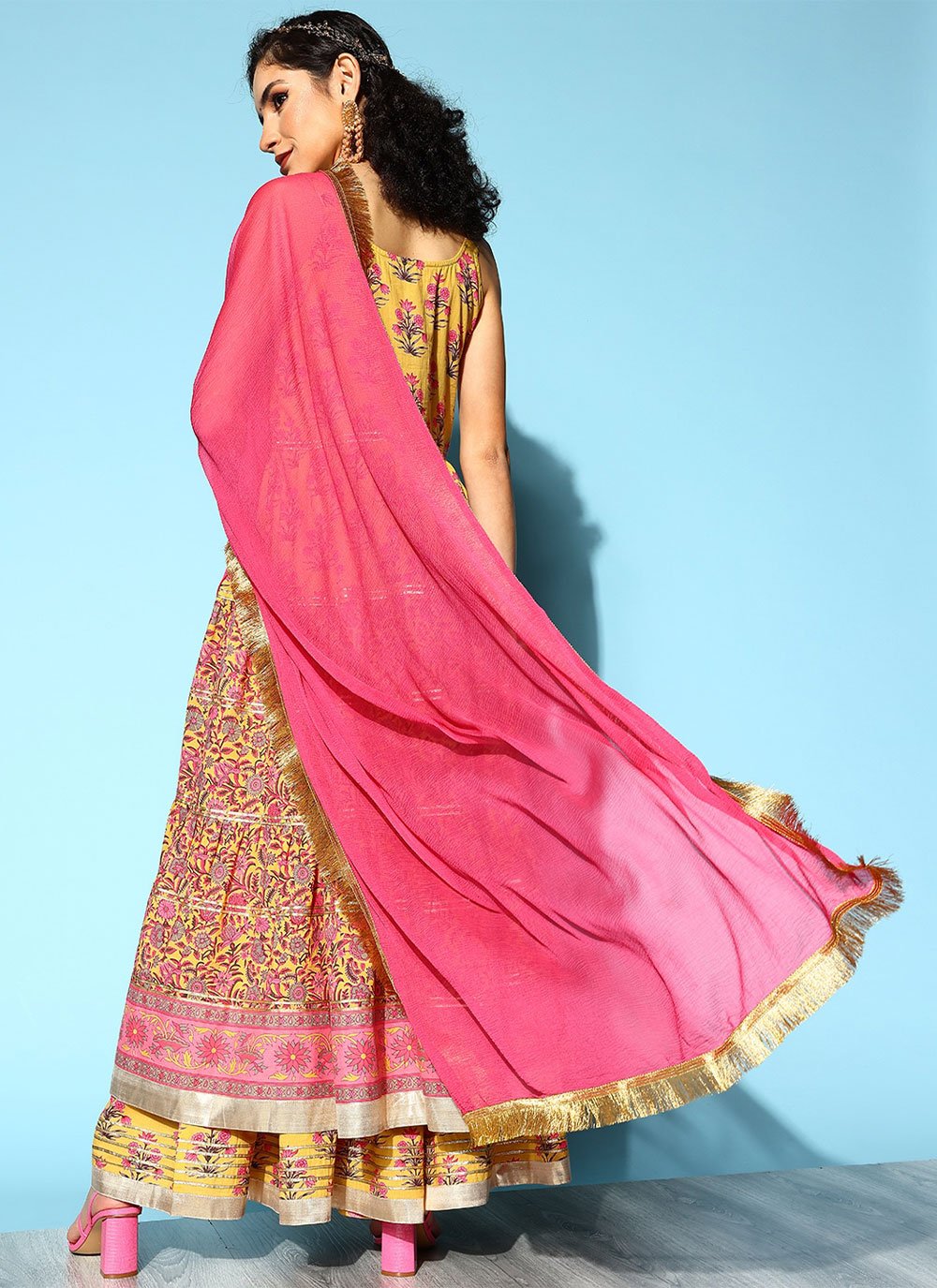 Salwar Suit Cotton Yellow Print Salwar Kameez