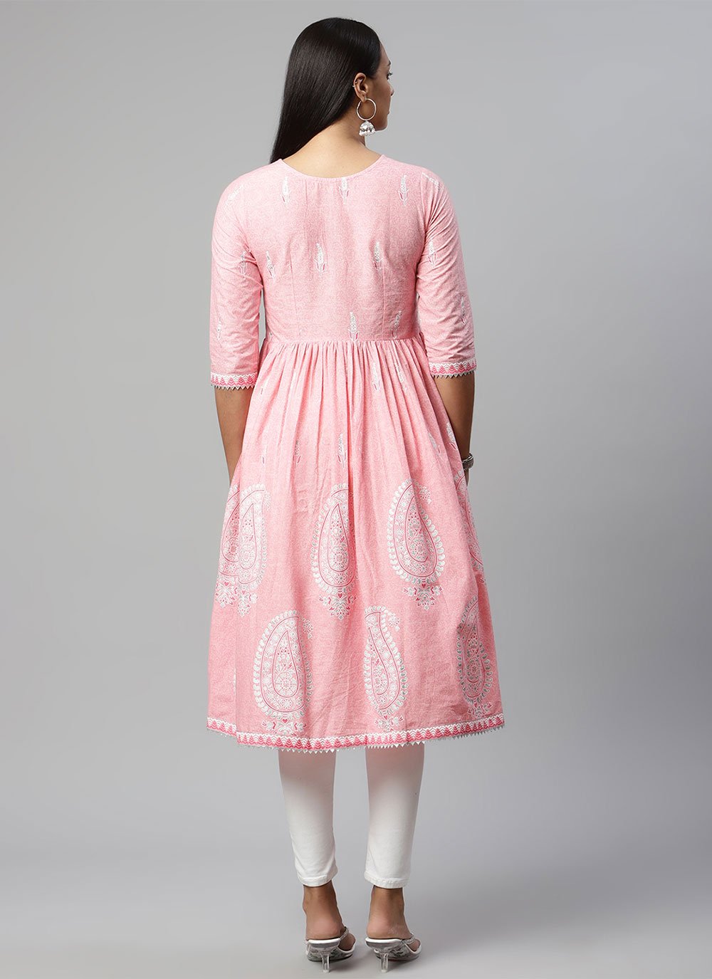 Casual Kurti Cotton Pink Print Kurtis