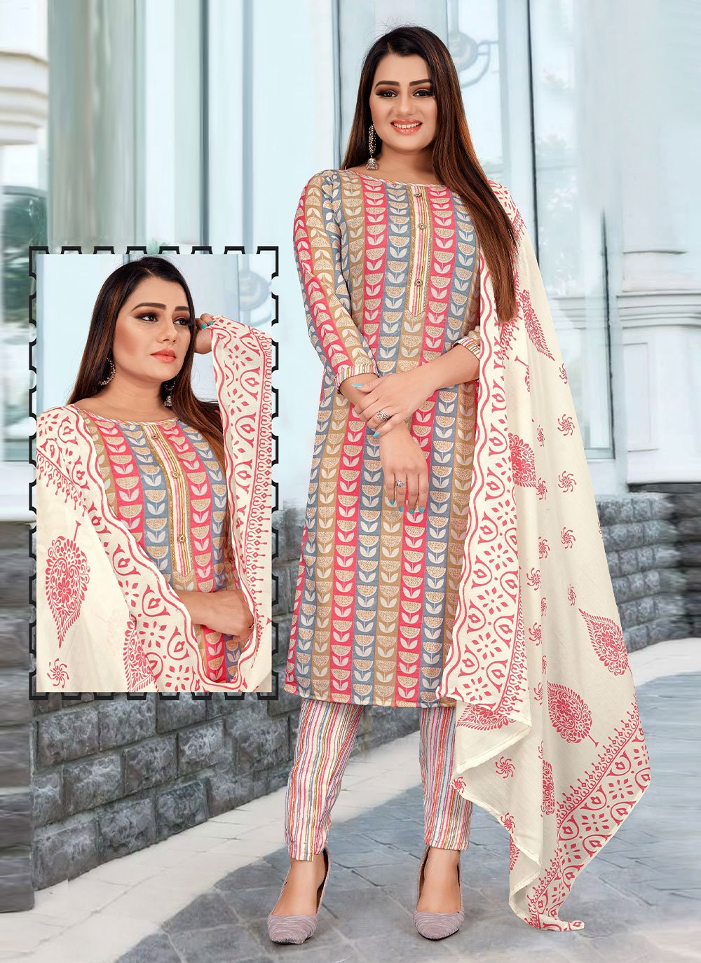 Salwar Suit Cotton Multi Colour Print Salwar Kameez – Kajols