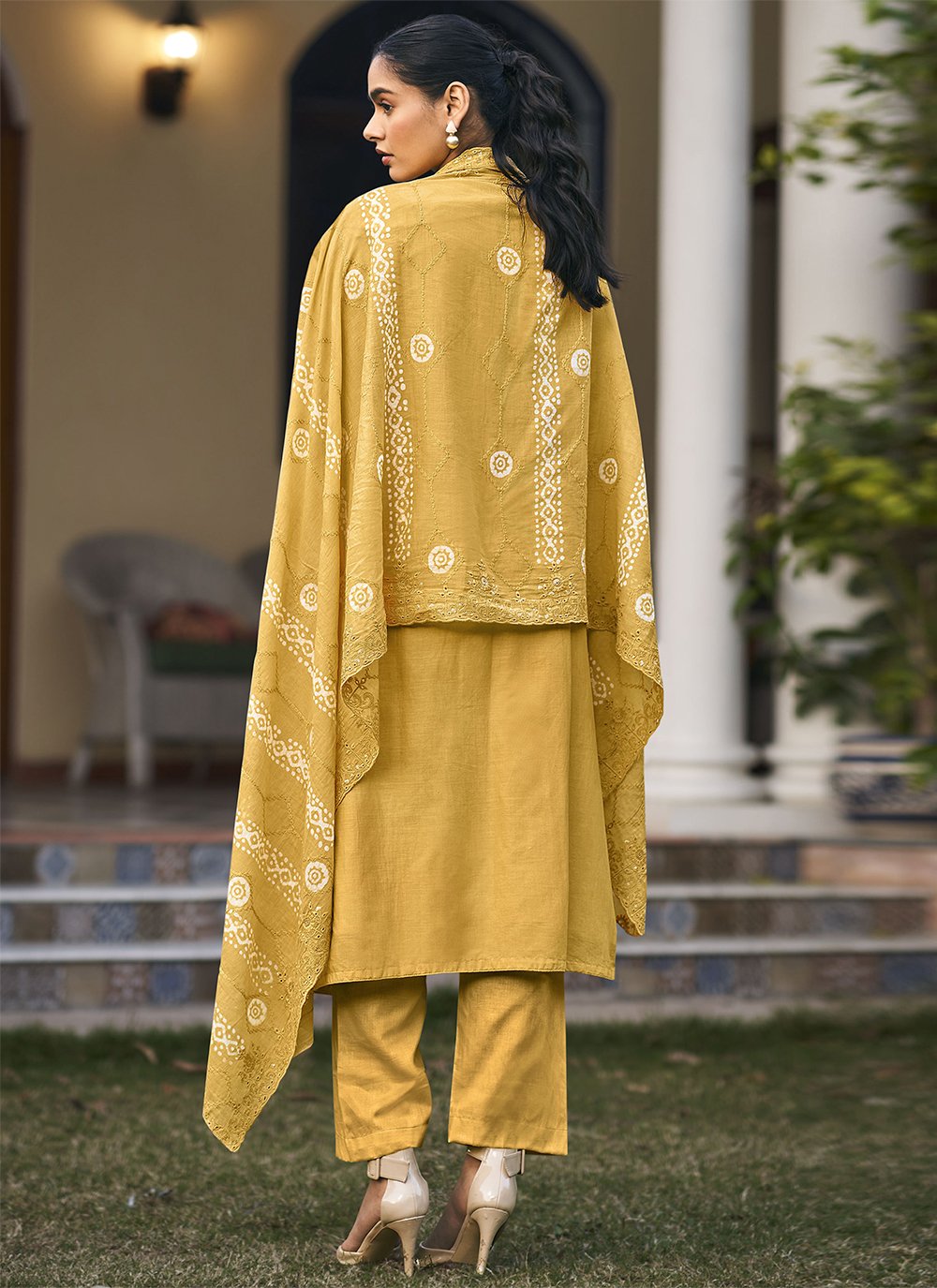 Salwar Suit Cotton Yellow Embroidered Salwar Kameez