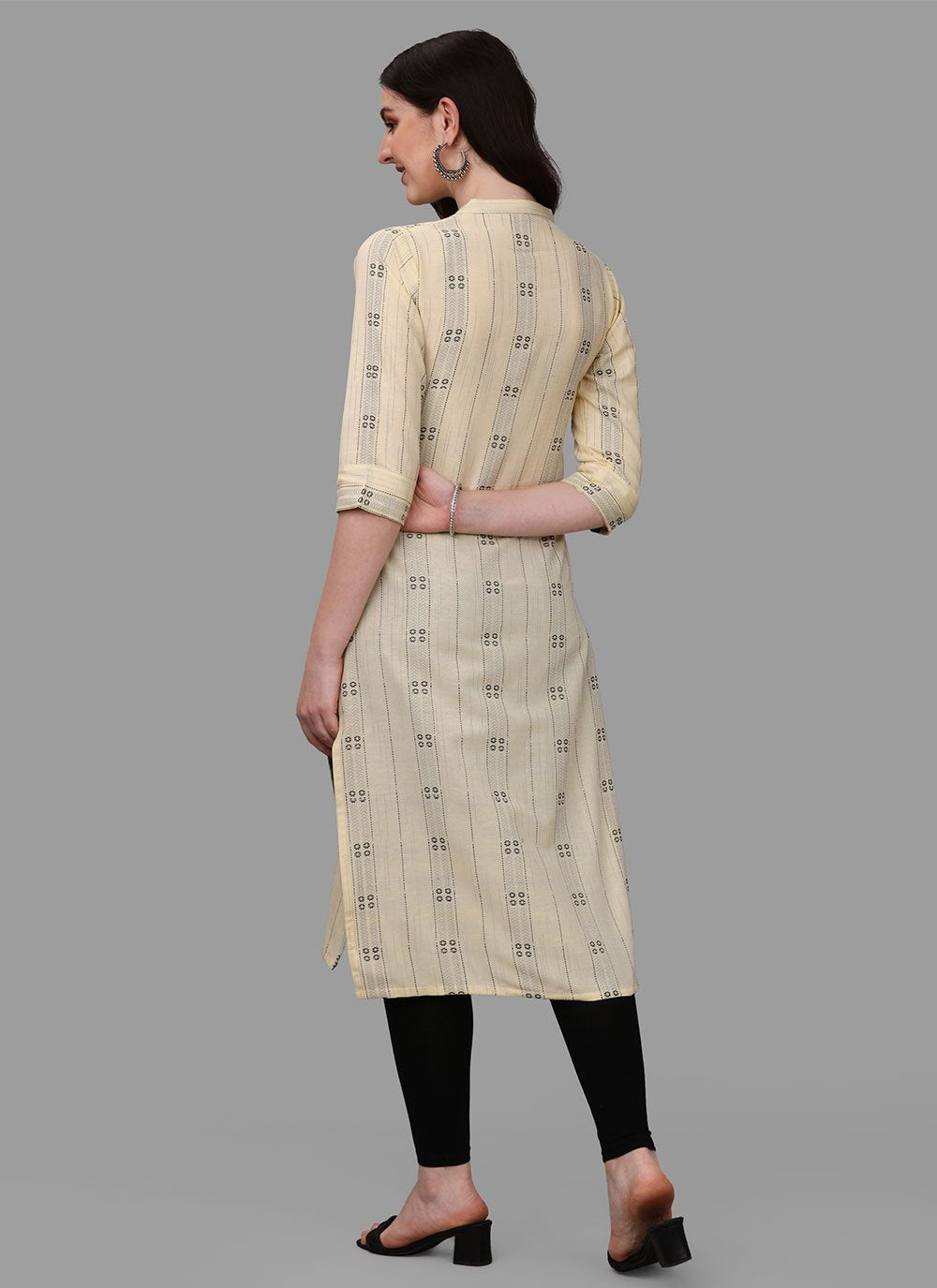 Casual Kurti Cotton Cream Weaving Kurtis