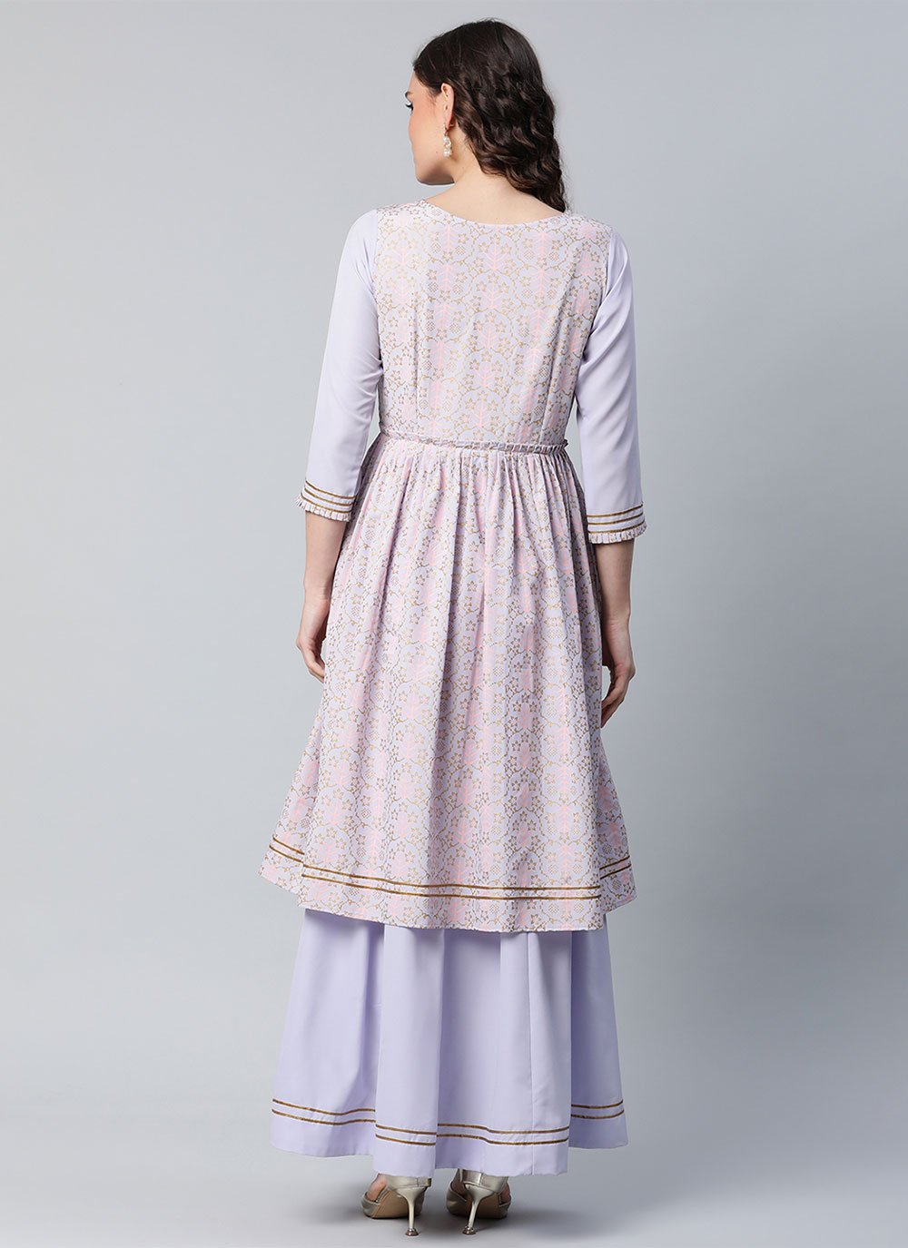 Designer Kurti Crepe Silk Lavender Print Kurtis