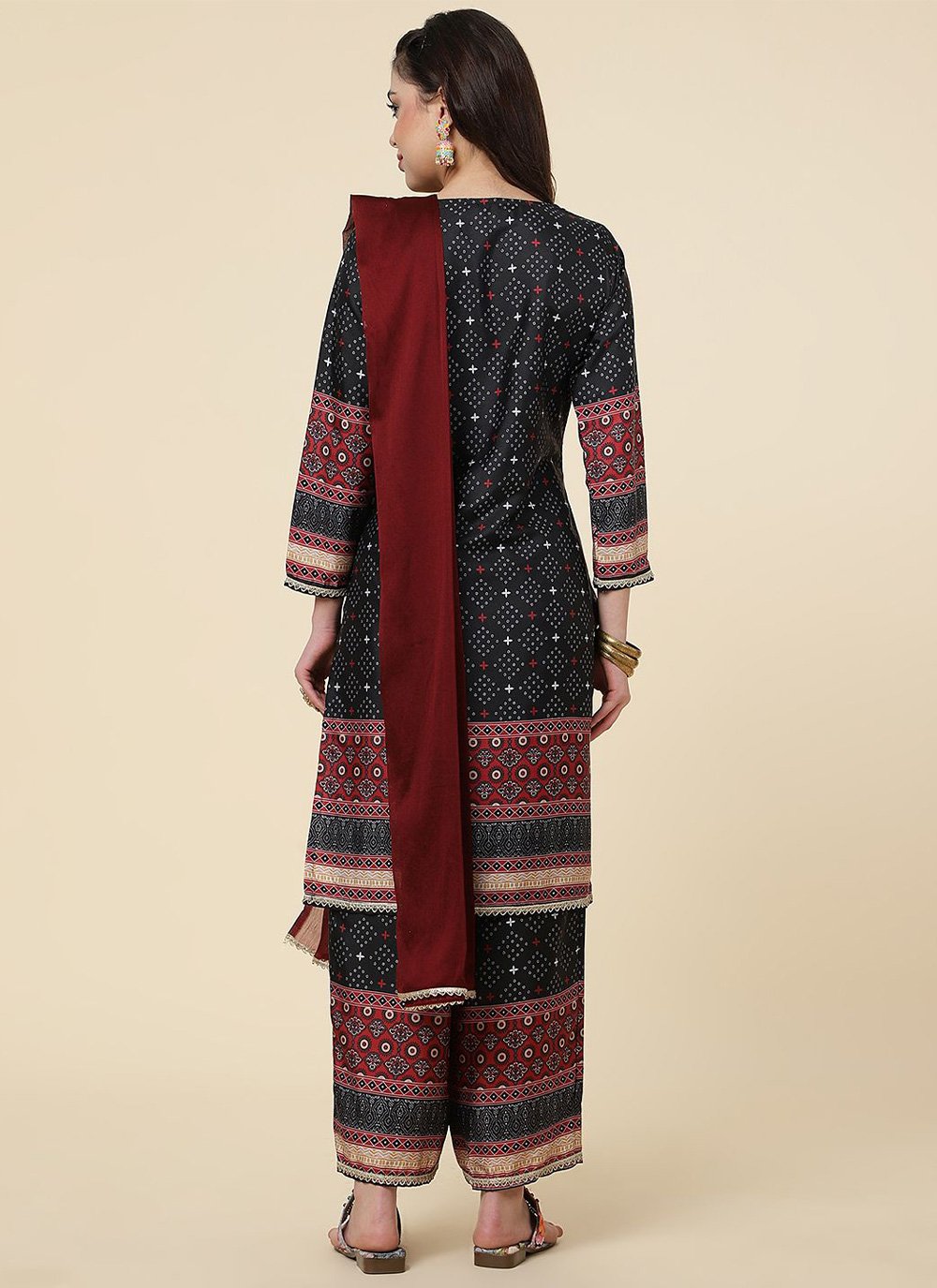 Salwar Suit Crepe Silk Black Digital Print Salwar Kameez