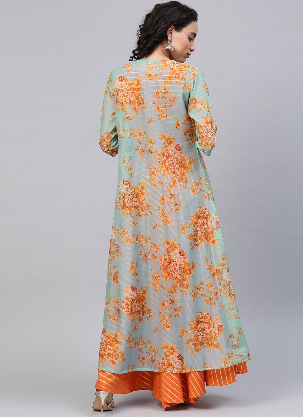 Designer Kurti Crepe Silk Orange Print Kurtis