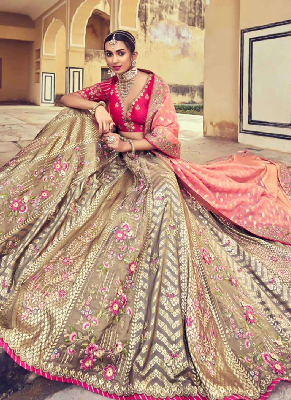A Line Lehenga Silk Multi Colour Beads Lehenga Choli
