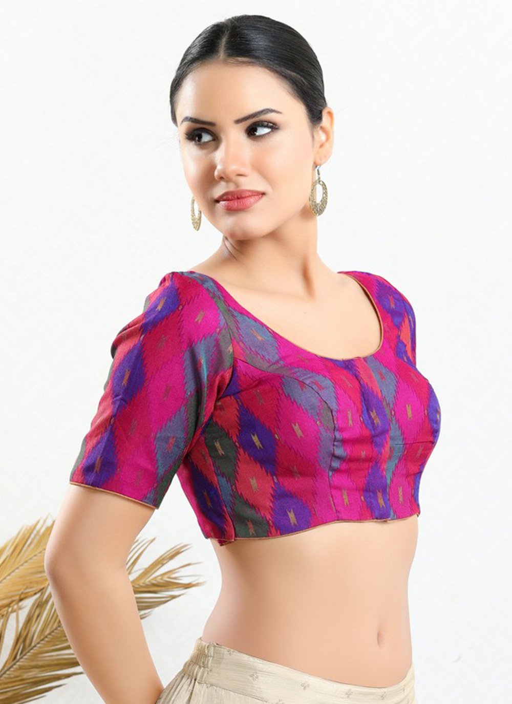 Designer Blouse Jacquard Multi Colour Print Blouse
