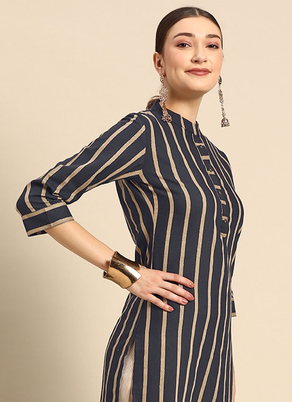 Designer Kurti Cotton Blue Print Kurtis