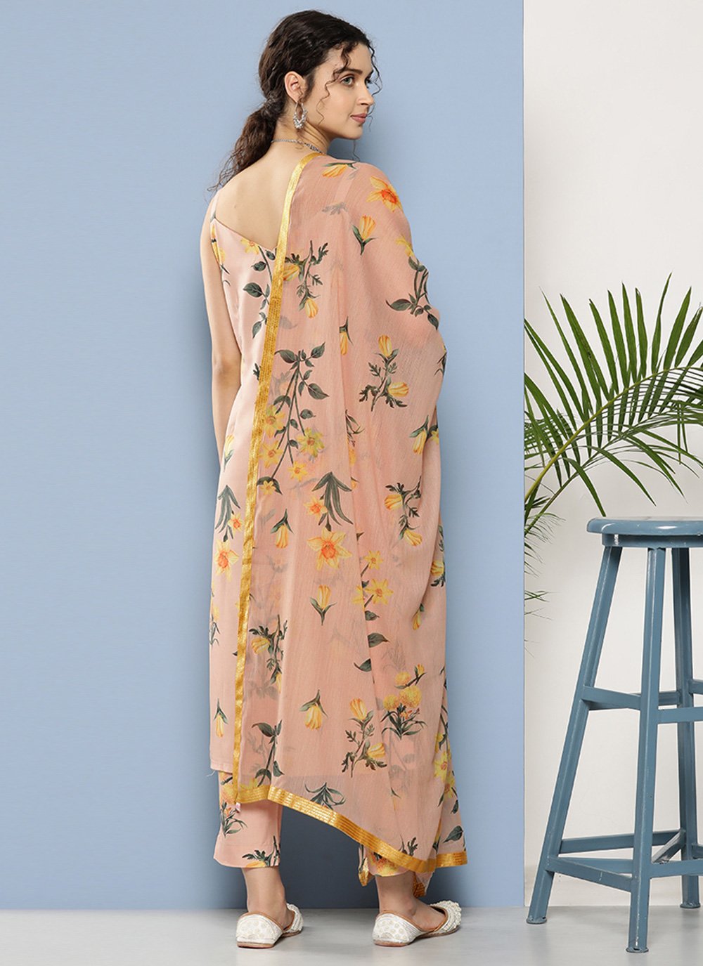 Designer Kurti Crepe Silk Cream Print Kurtis