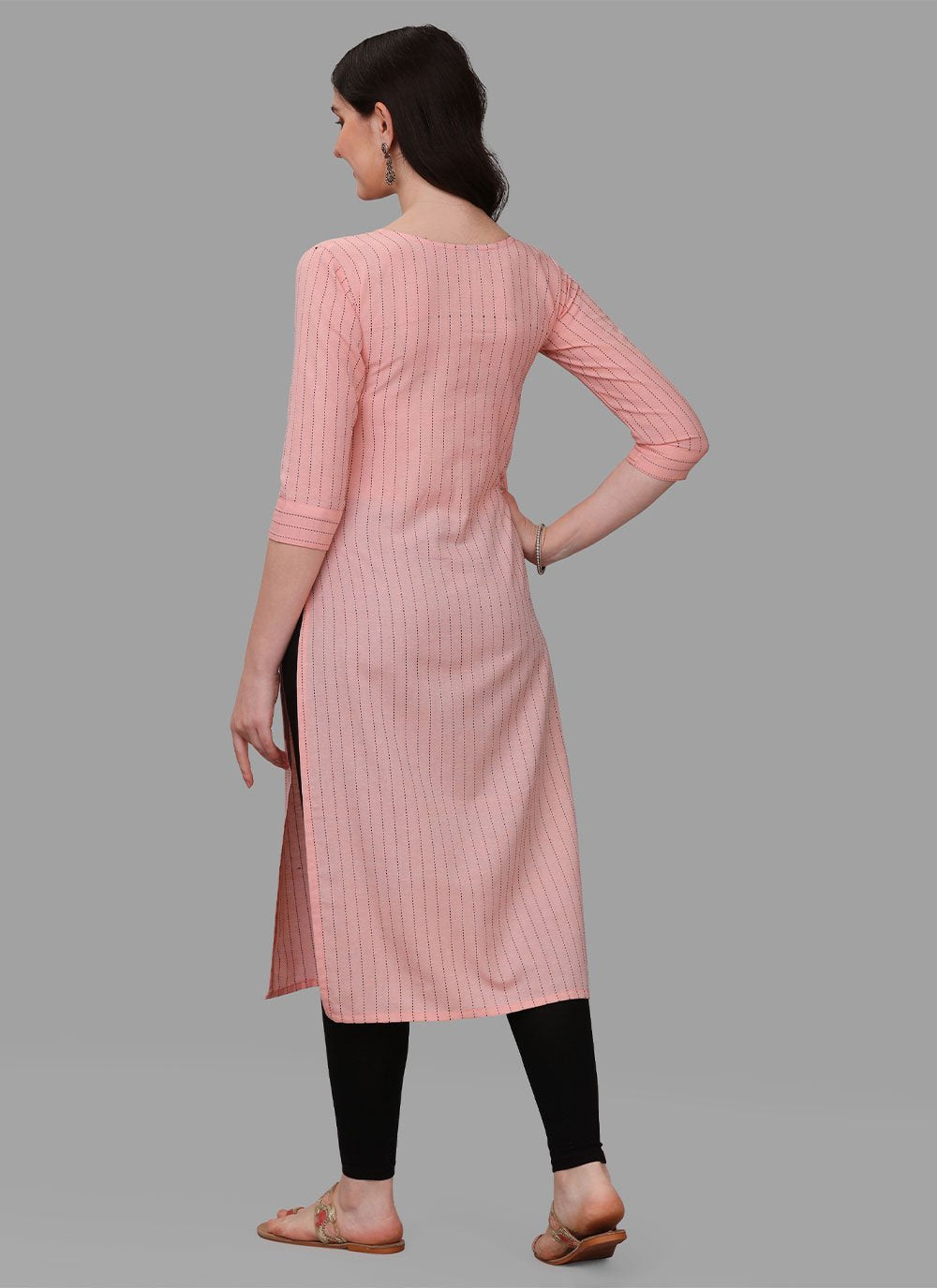 Designer Kurti Cotton Peach Weaving Kurtis