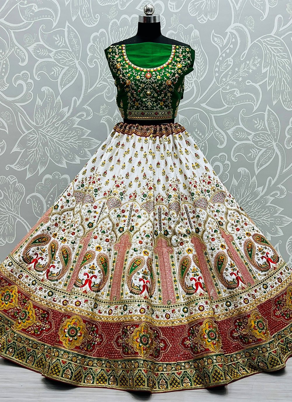 Lehenga Choli Silk White Diamond Lehenga Choli