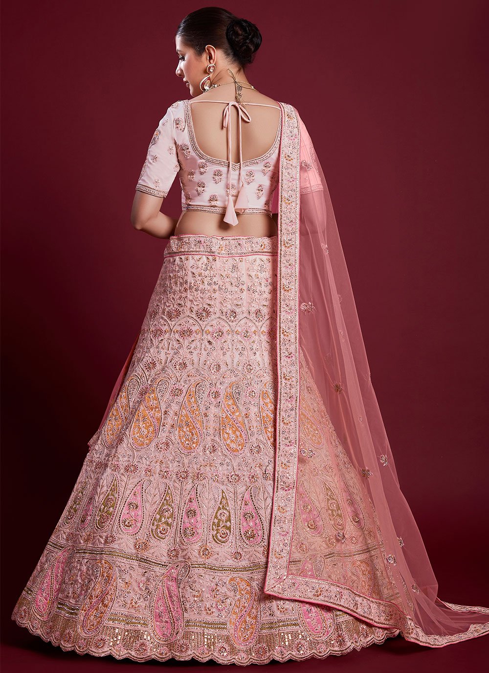 Lehenga Choli Georgette Pink Dori Work Lehenga Choli