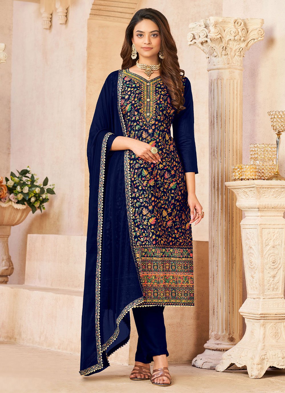 Salwar Suit Pure Dola Blue Diamond Salwar Kameez