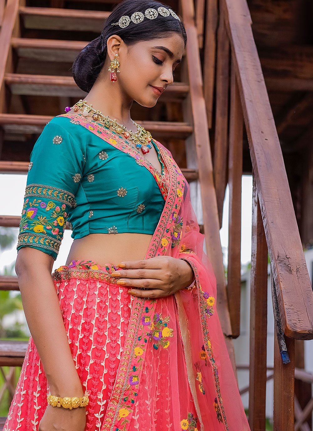 Lehenga Choli Net Pink Diamond Lehenga Choli