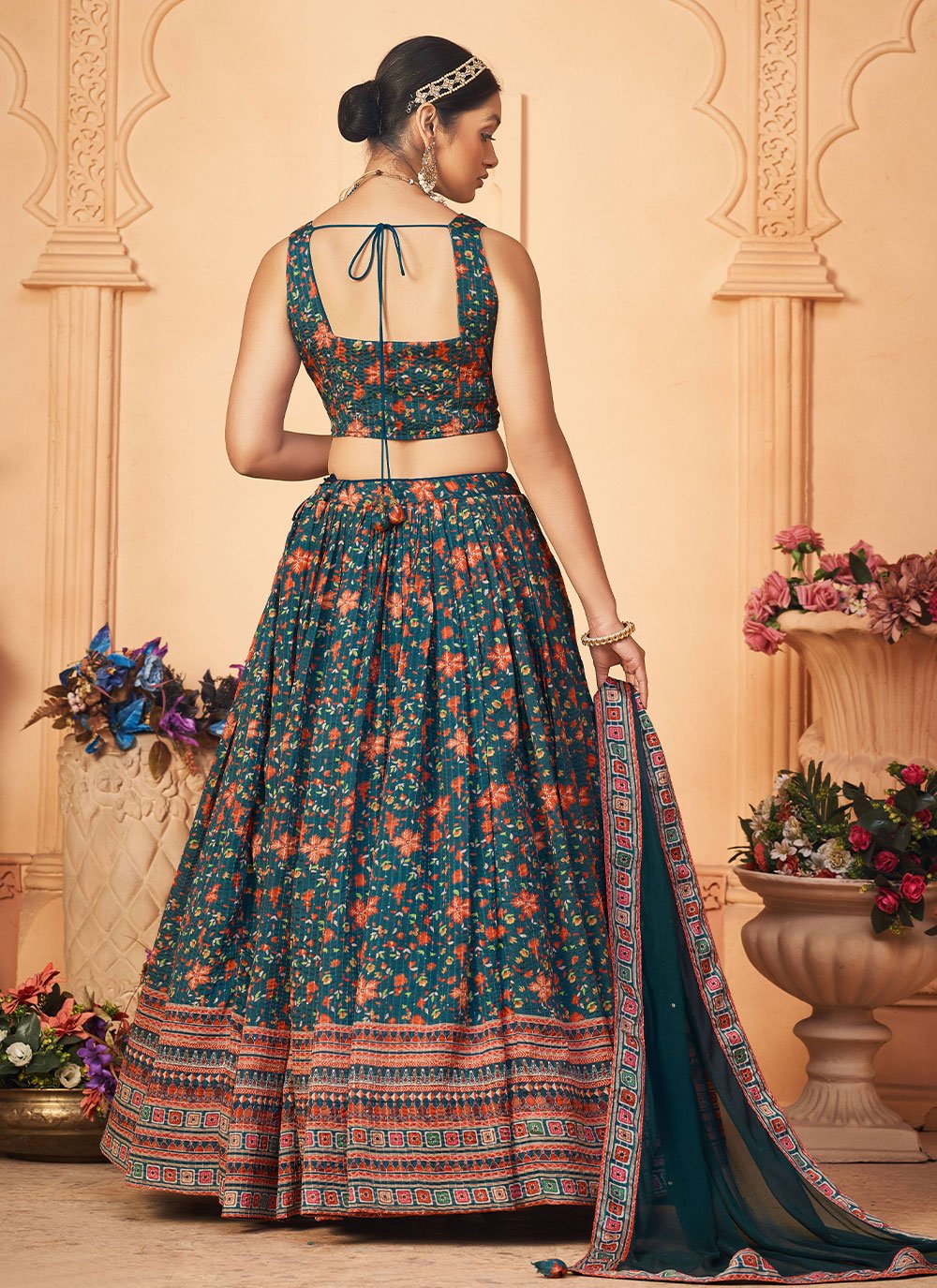 A Line Lehenga Chiffon Multi Colour Digital Print Lehenga Choli