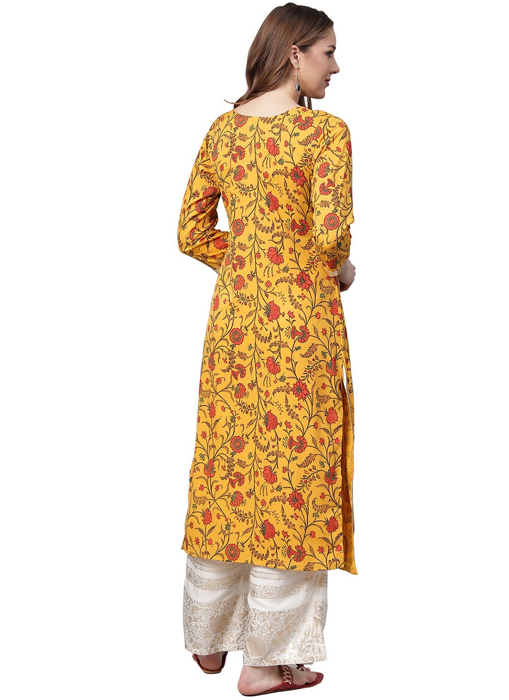 Designer Kurti Crepe Silk Mustard Digital Print Kurtis