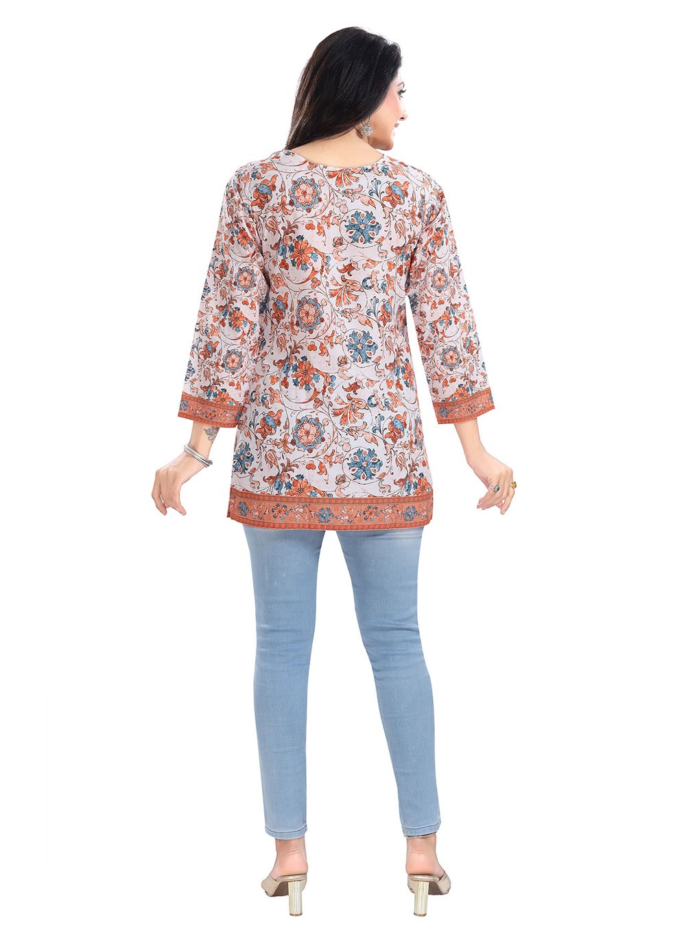 Casual Kurti Faux Crepe Off White Digital Print Kurtis